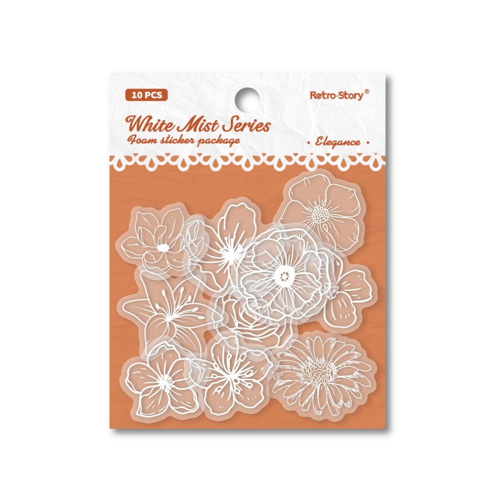 White Mist Series Paper Stickers 10psc 6 variants image 4
