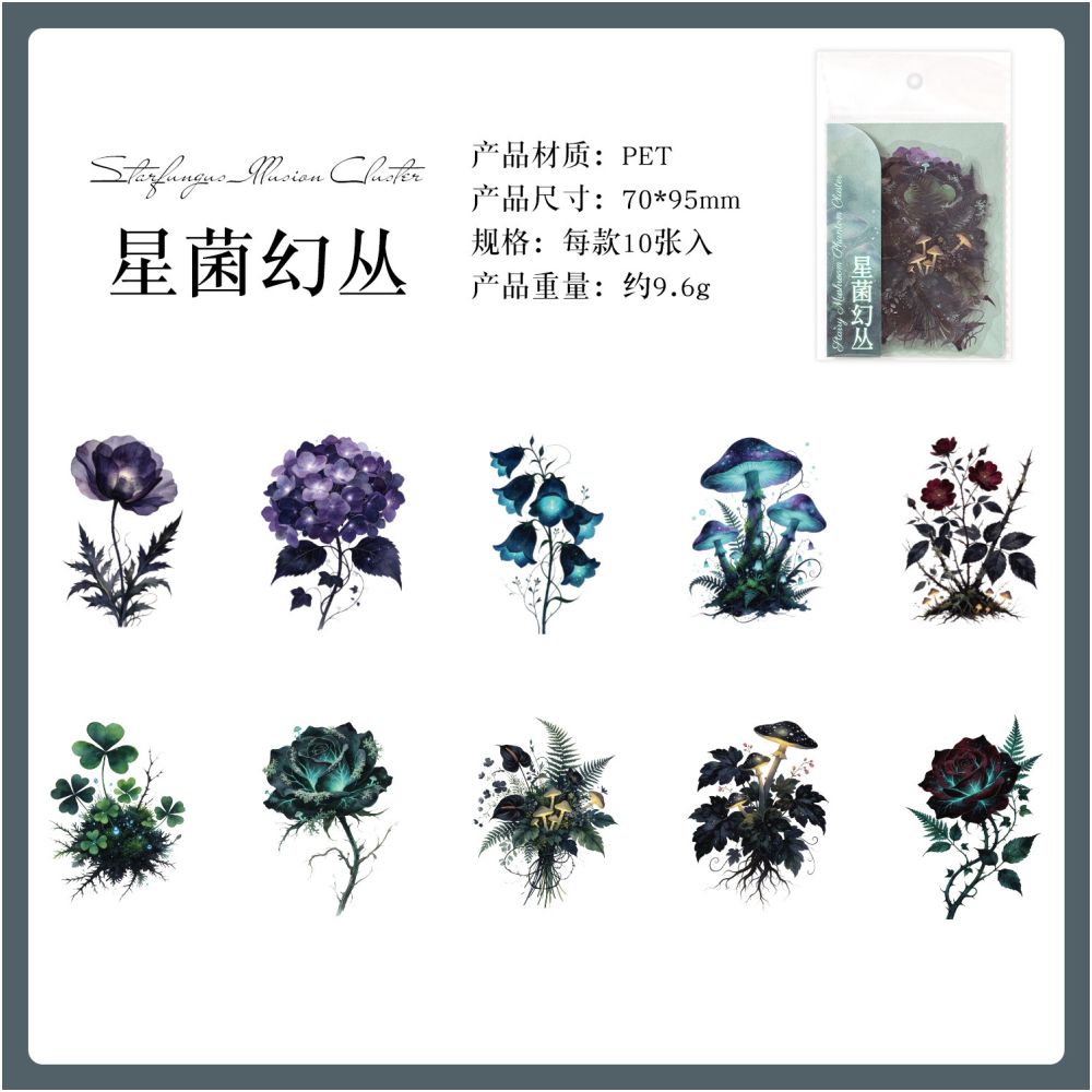 Flower Chronicles Series PET Stickers 10psc 6 Designs
