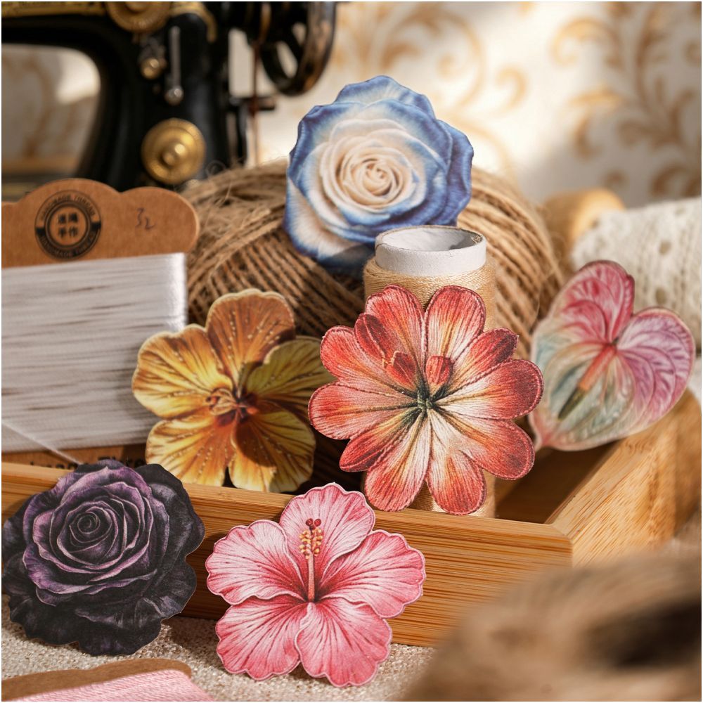 Embroidery Flower Series Paper Stickers 40psc 6 Styles image 0
