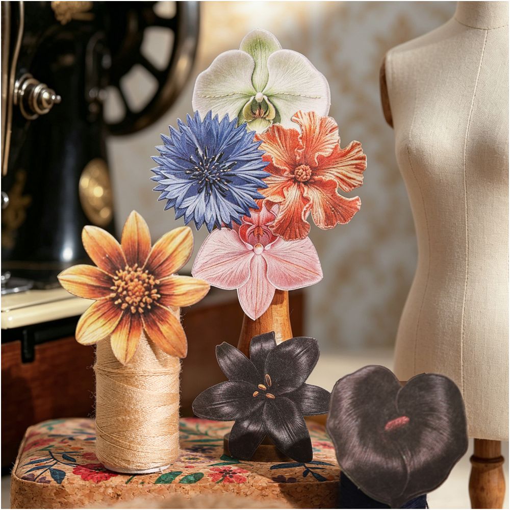 Embroidery Flower Series Paper Stickers 40psc 6 Styles image 2