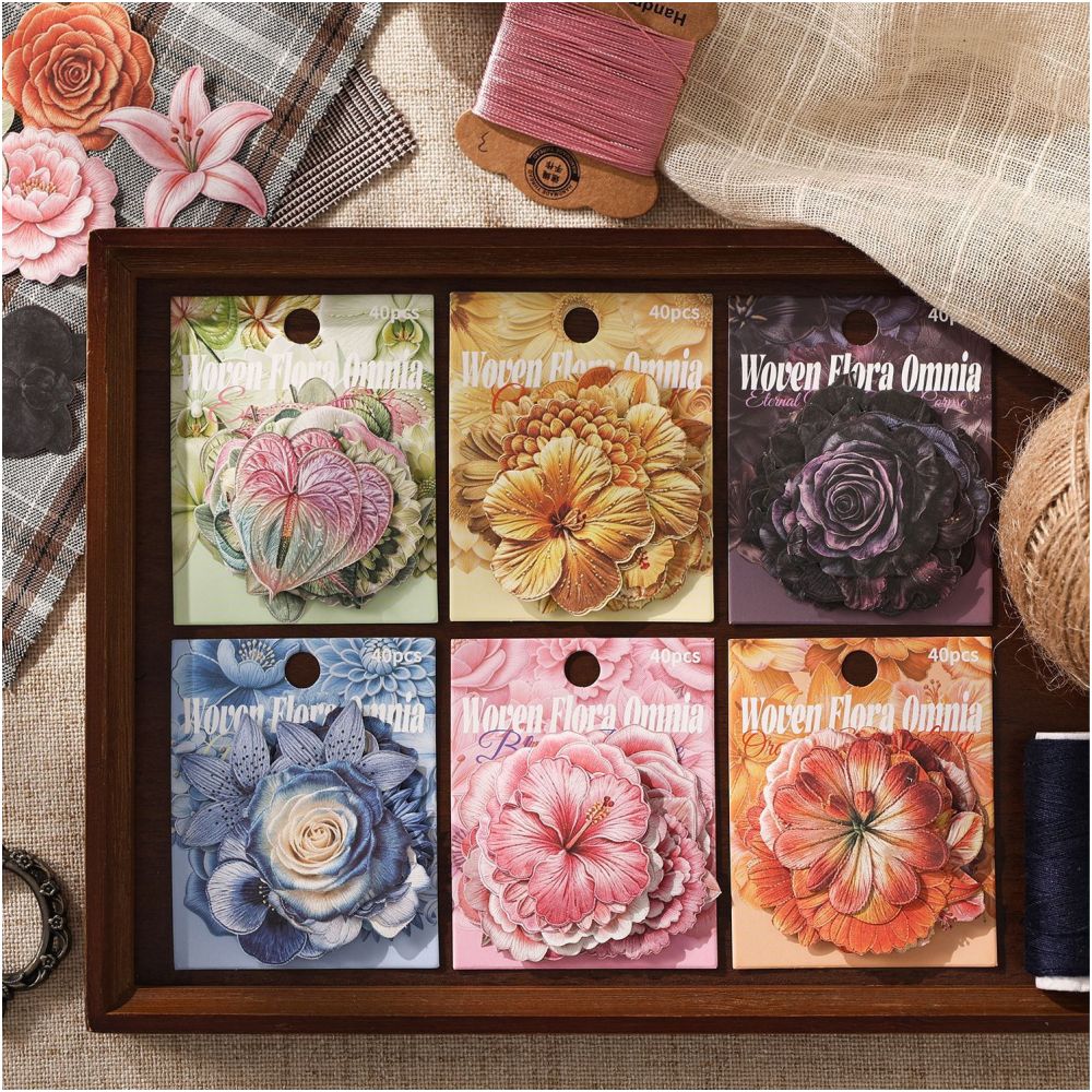 Embroidery Flower Series Paper Stickers 40psc 6 Styles image 3