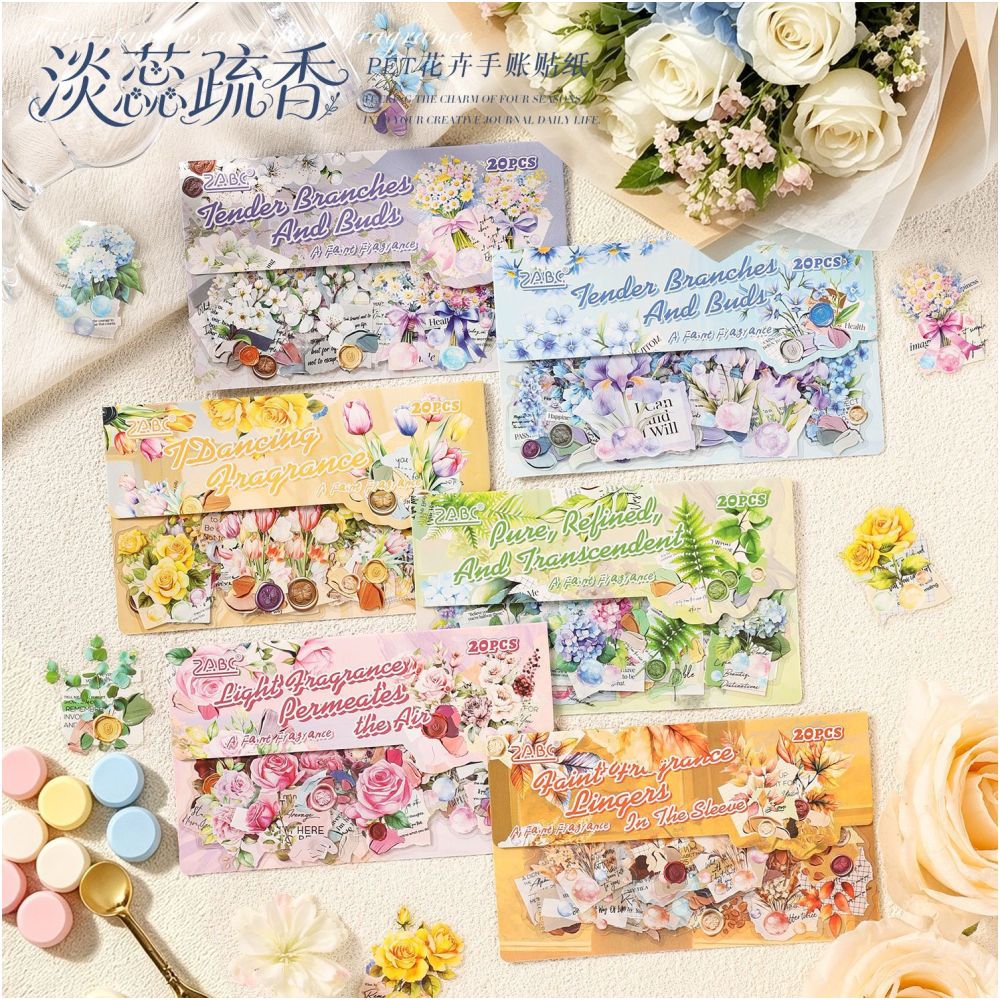 Light Fragrance Floral Series PET Stickers 20psc 6 designs image 1