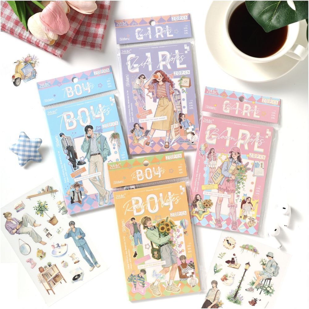 Youthful Daily Life Series PET Stickers 20psc 4 Designs image 0