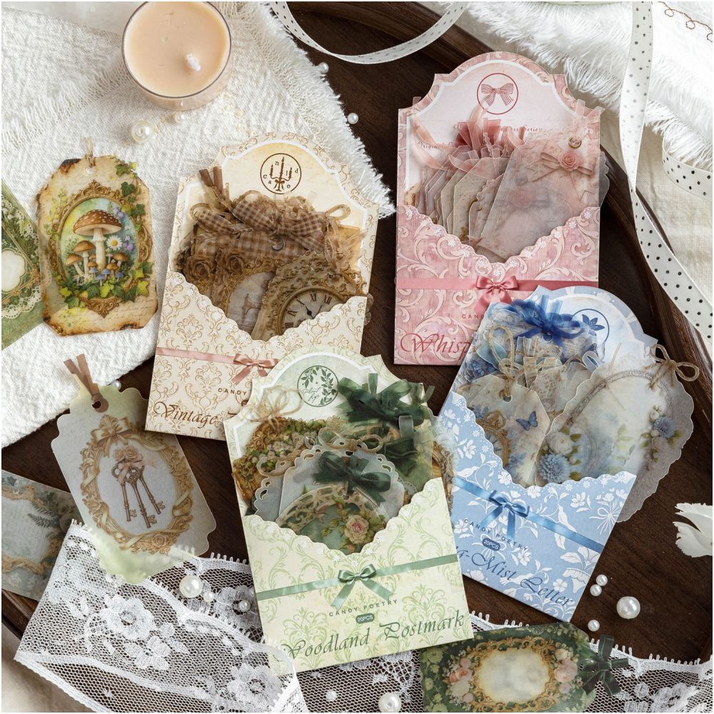 Vintage Letterpress Series Paper Stickers 20psc 4 Designs image 1