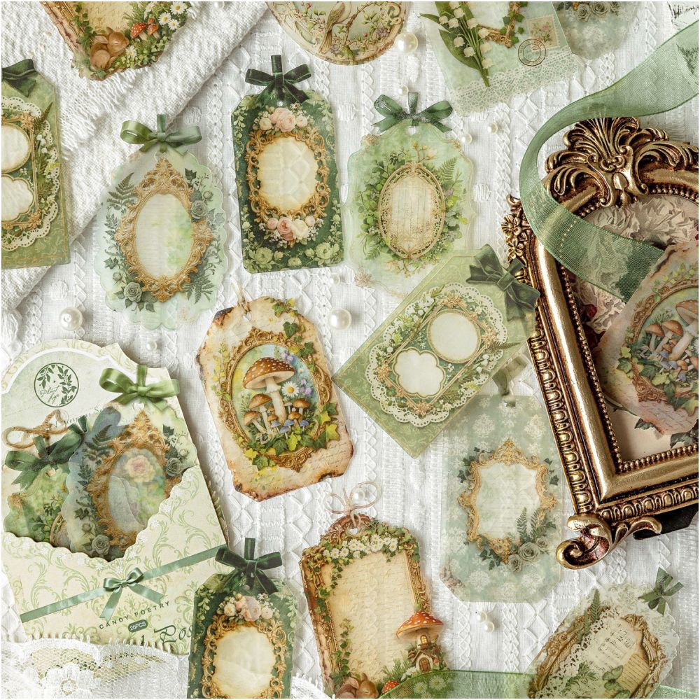 Vintage Letterpress Series Paper Stickers 20psc 4 Designs image 2