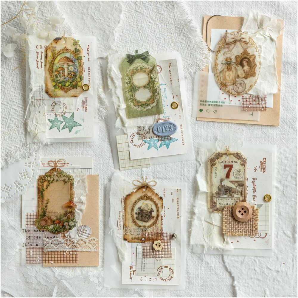 Vintage Letterpress Series Paper Stickers 20psc 4 Designs image 3