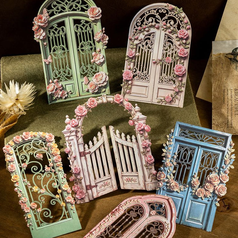Garden Flower Gate Series Paper Stickers 10psc 4 variants image 0