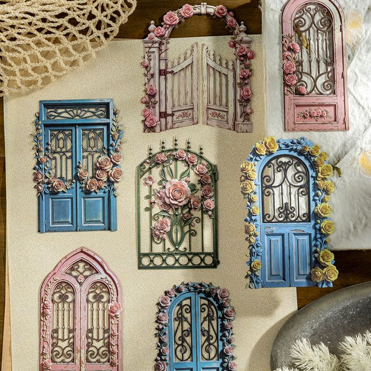 Garden Flower Gate Series Paper Stickers 10psc 4 variants image 1