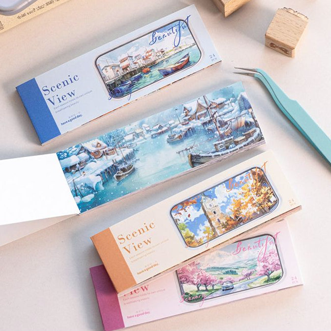 Scenic Views Series Landscape Sticker Book 4 Designs 24 Sheets image 0