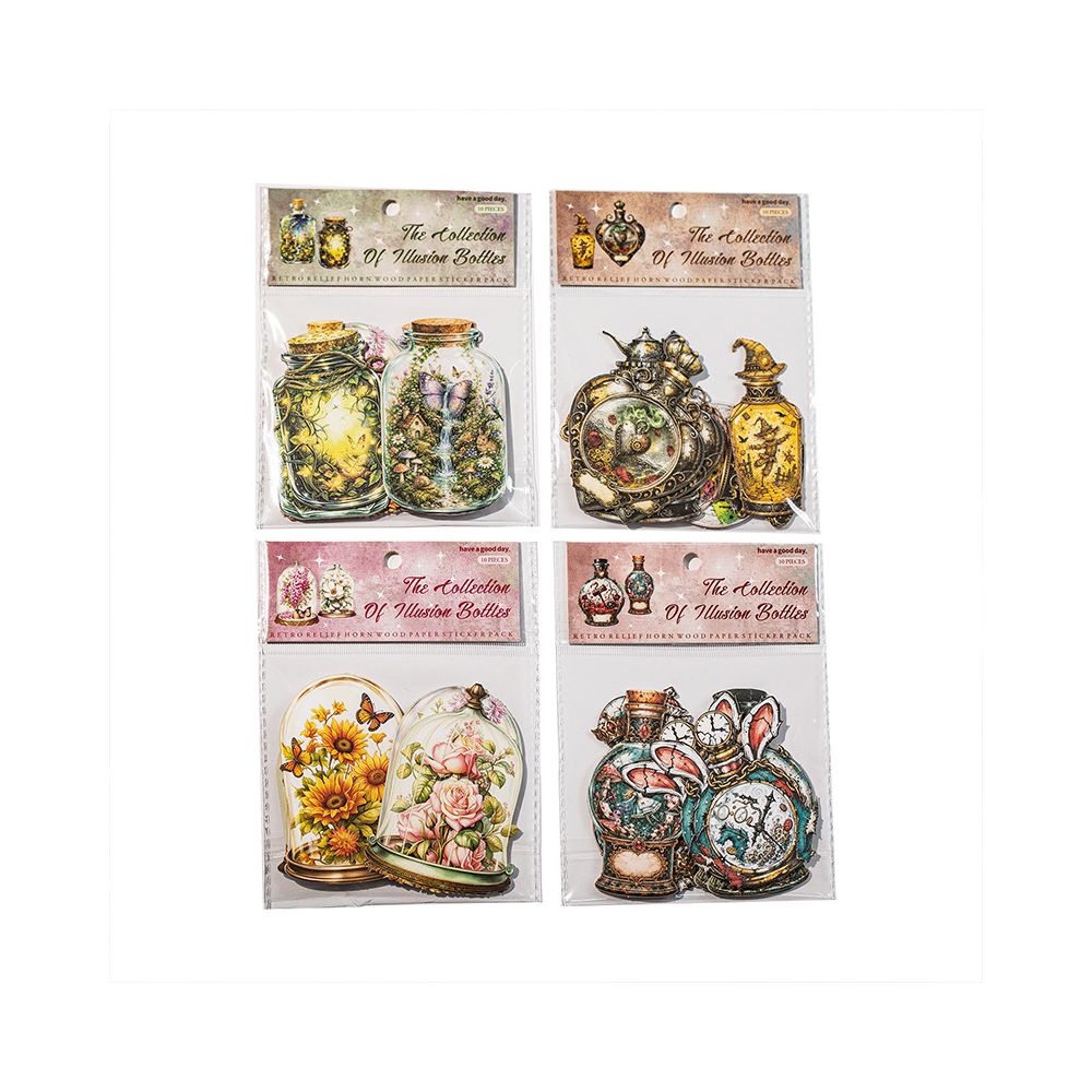 Vintage Bottle Collection Paper Stickers 10psc Designs image 4