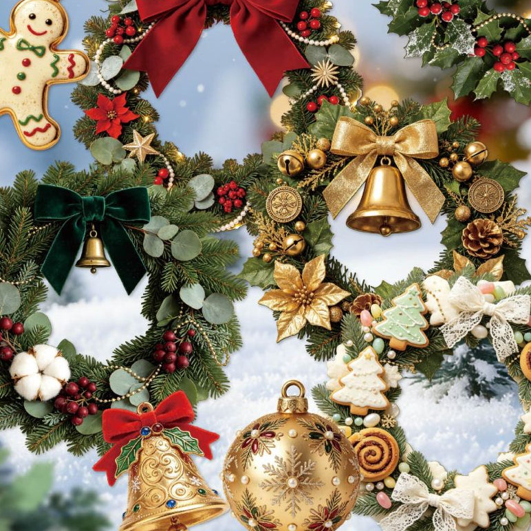 Christmas Wreath Series Paper Stickers 6 Styles 10 Pcs image 0