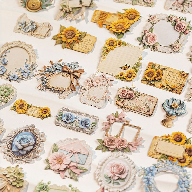 Sunflower Series Embossed Hard Card Stickers 15 Sheets 4 designs image 1