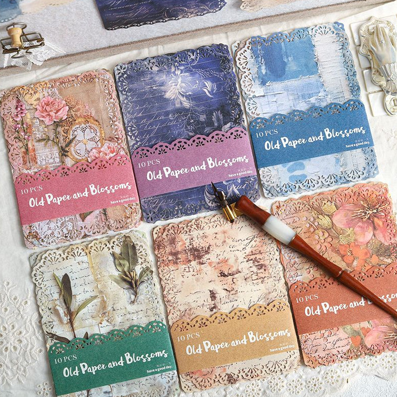 Lace Pattern Vintage Floral Series Material Paper 6 Styles 10 Sheets image 0
