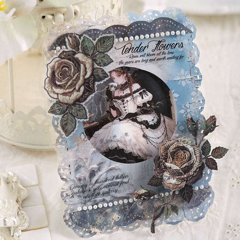 Lace Pattern Vintage Floral Series Material Paper 6 Styles 10 Sheets image 1