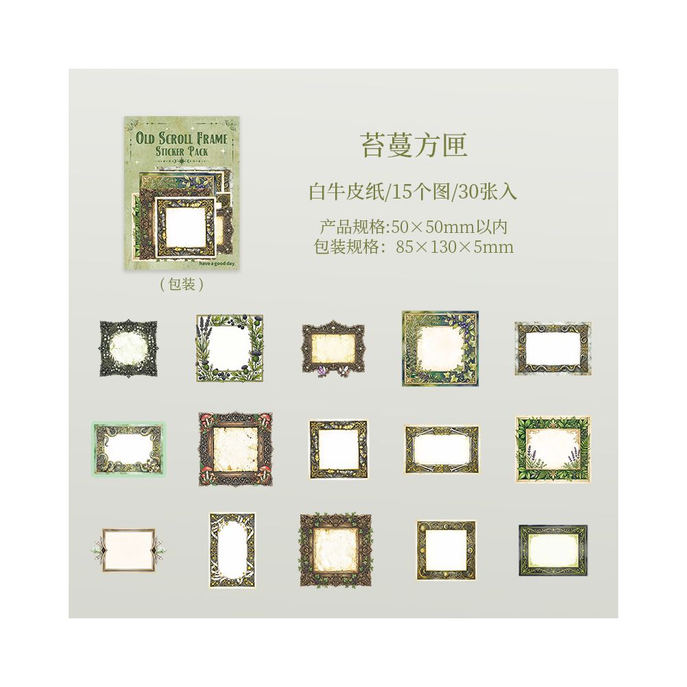 Old Chapter Frame Series Paper Stickers 6 Styles 30 Pcs