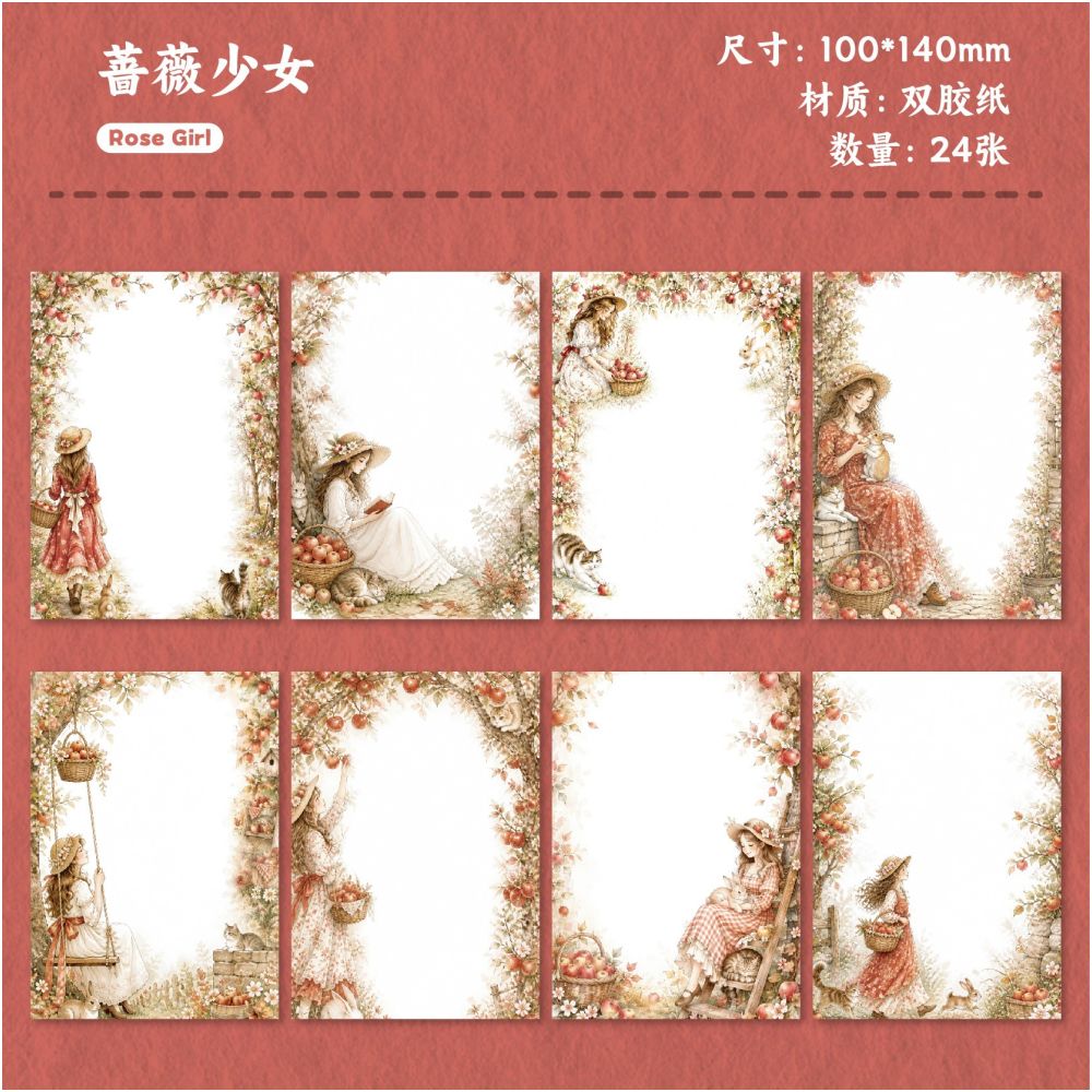 Light Floral Series Material Paper 10cm x 14cm 6 Styles