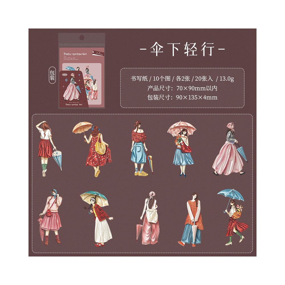 No White Border Character Paper Sticker Pack 20 Sheets 6 Styles