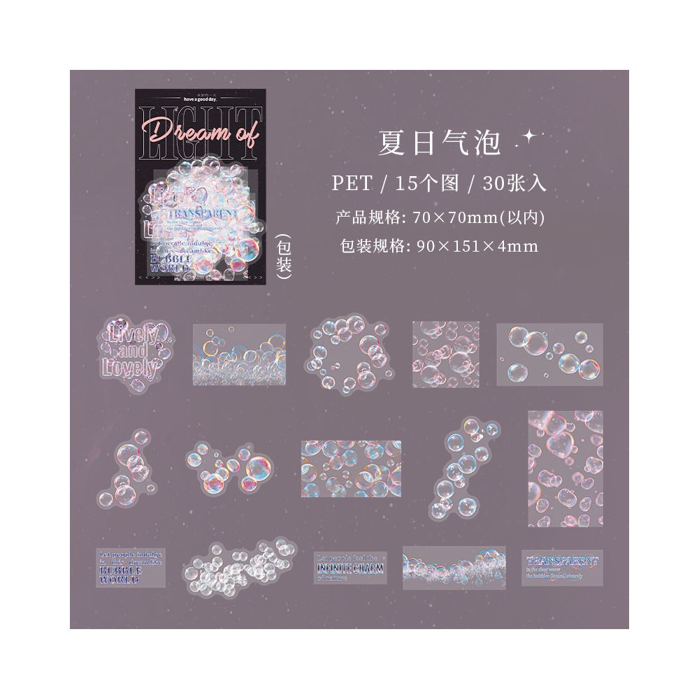 Dream of Light Series PET Stickers 4 Styles 30 Pcs