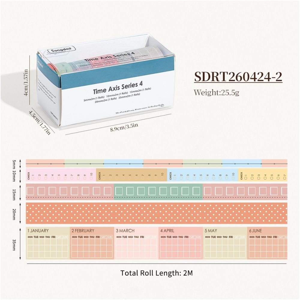 Timeline Series Set Number Labels Washi Tape Set 6 Styles