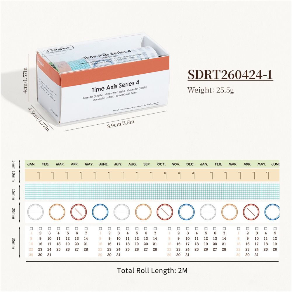 Timeline Series Set Number Labels Washi Tape Set 6 Styles