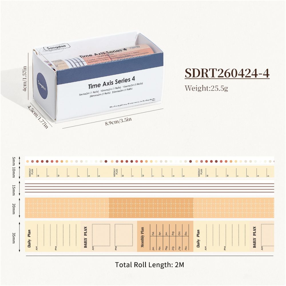 Timeline Series Set Number Labels Washi Tape Set 6 Styles