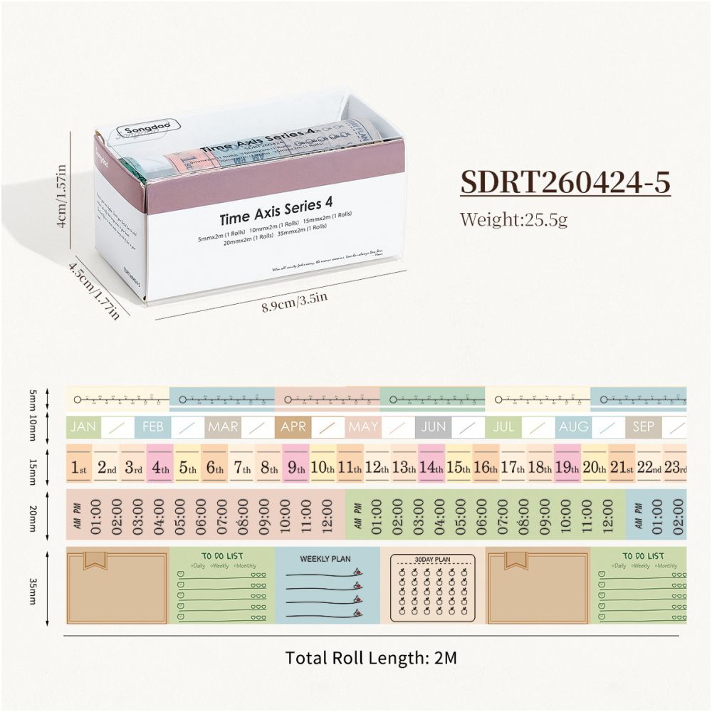 Timeline Series Set Number Labels Washi Tape Set 6 Styles