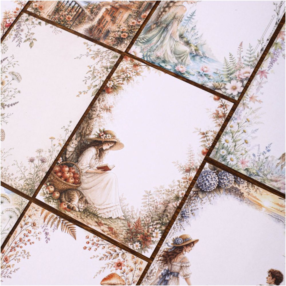 Lightly Colored Floral Frames Material Paper 20 Sheets 6 Styles image 0