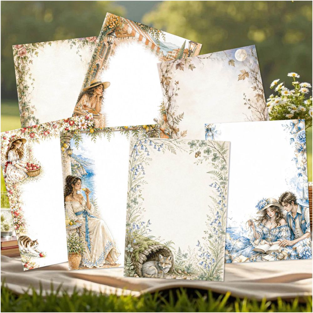 Lightly Colored Floral Frames Material Paper 20 Sheets 6 Styles image 1