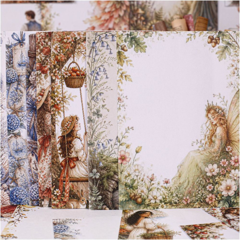 Lightly Colored Floral Frames Material Paper 20 Sheets 6 Styles image 2