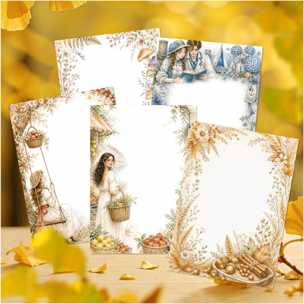 Lightly Colored Floral Frames Material Paper 20 Sheets 6 Styles image 3