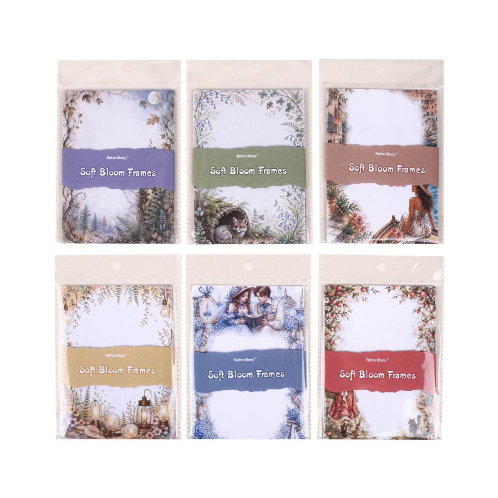 Lightly Colored Floral Frames Material Paper 20 Sheets 6 Styles image 4