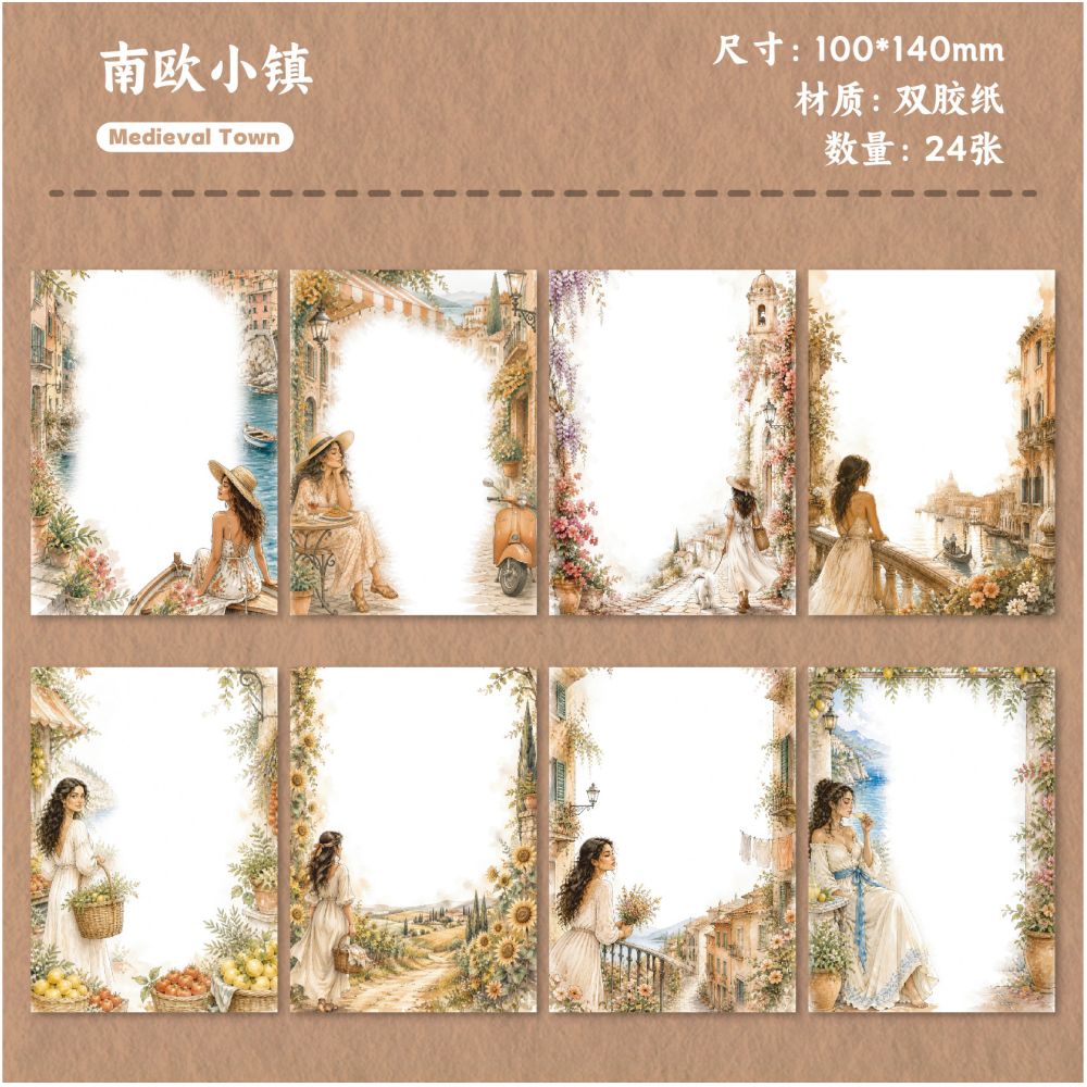 Lightly Colored Floral Frames Material Paper 20 Sheets 6 Styles