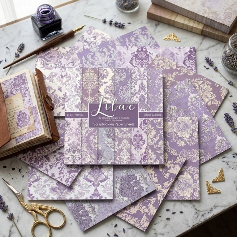 Lilac Series Material Paper 15cm x 15cm 24 Sheets image 1