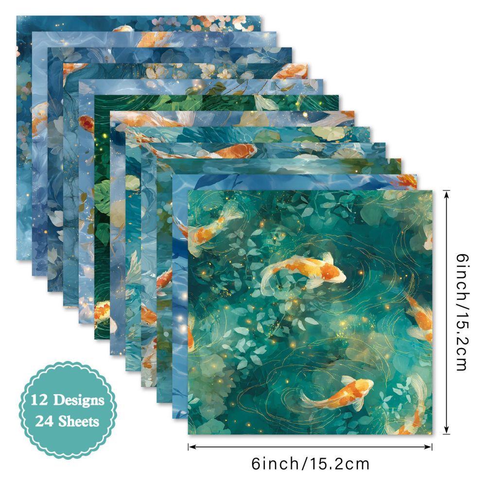 Mermaid Series Material Paper 15cm x 15cm 24 Sheets image 4