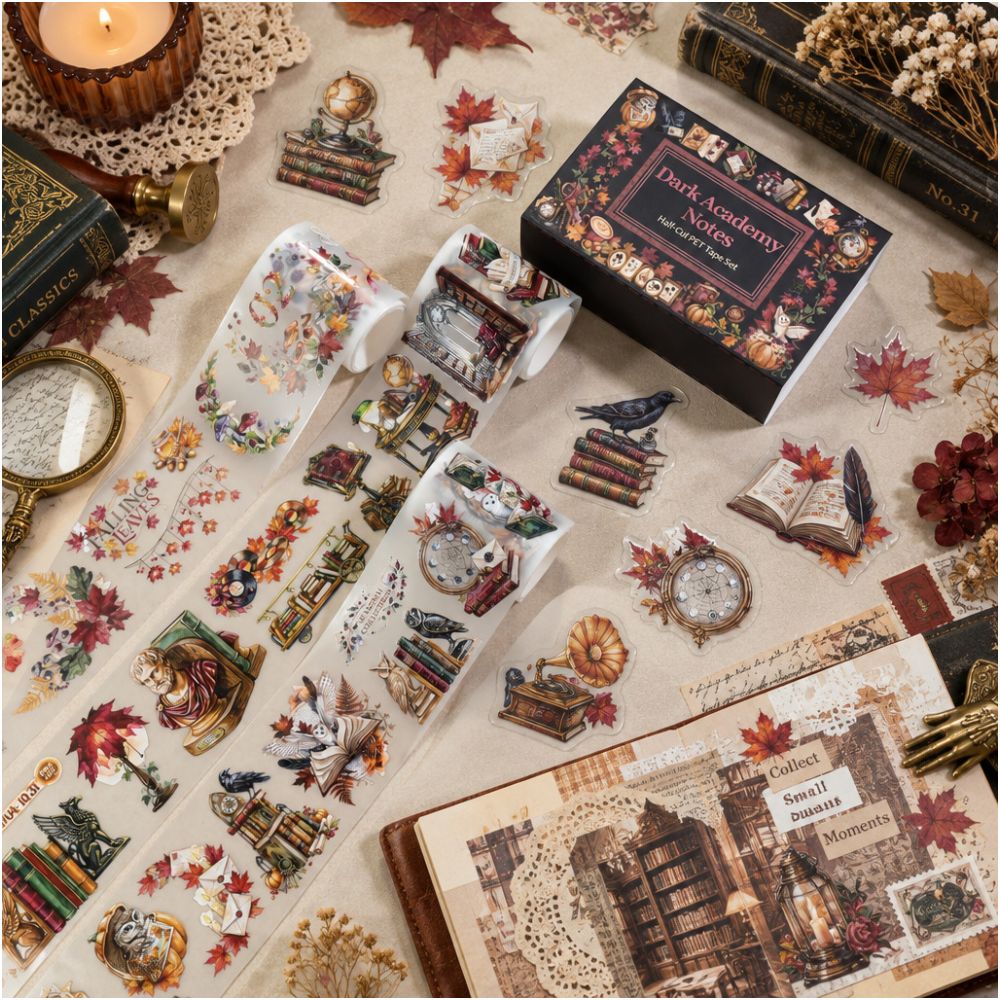 Dark Academy Notes Washi PET Tapes Set
