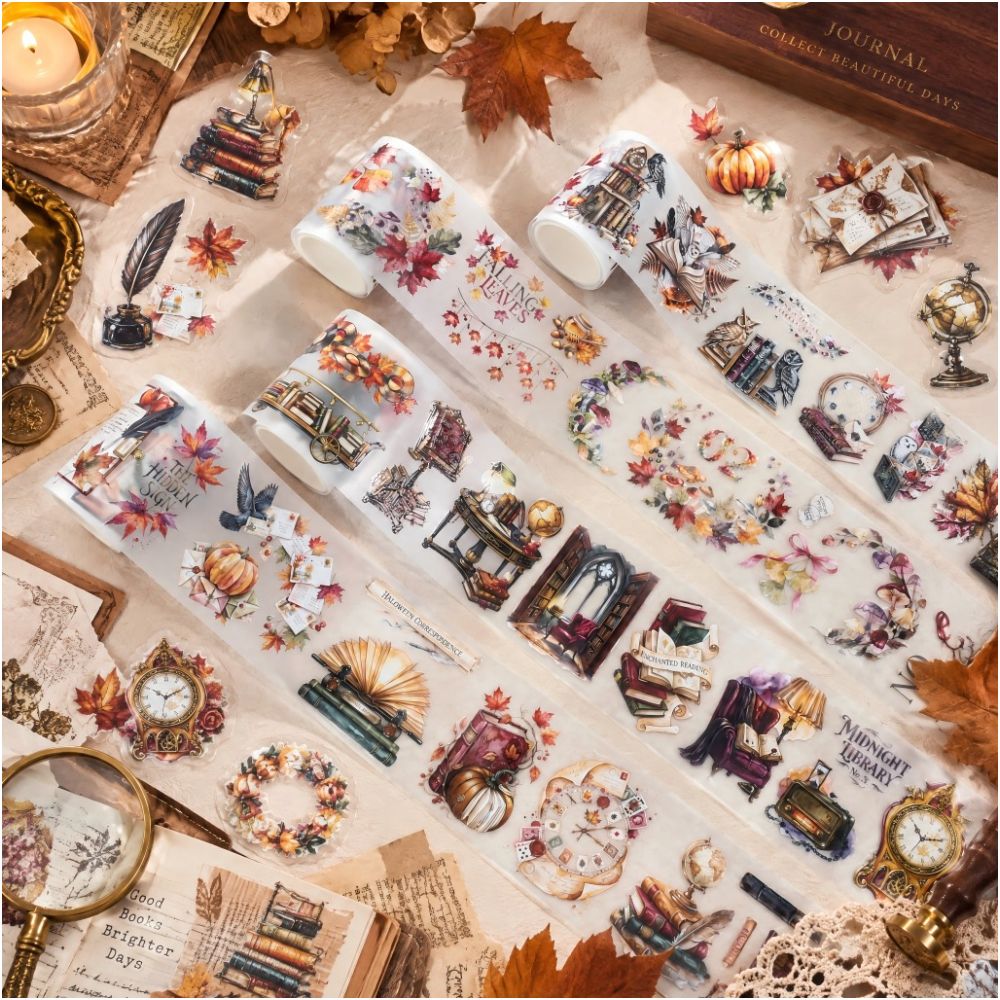 Dark Academy Notes Washi PET Tapes Set image 1