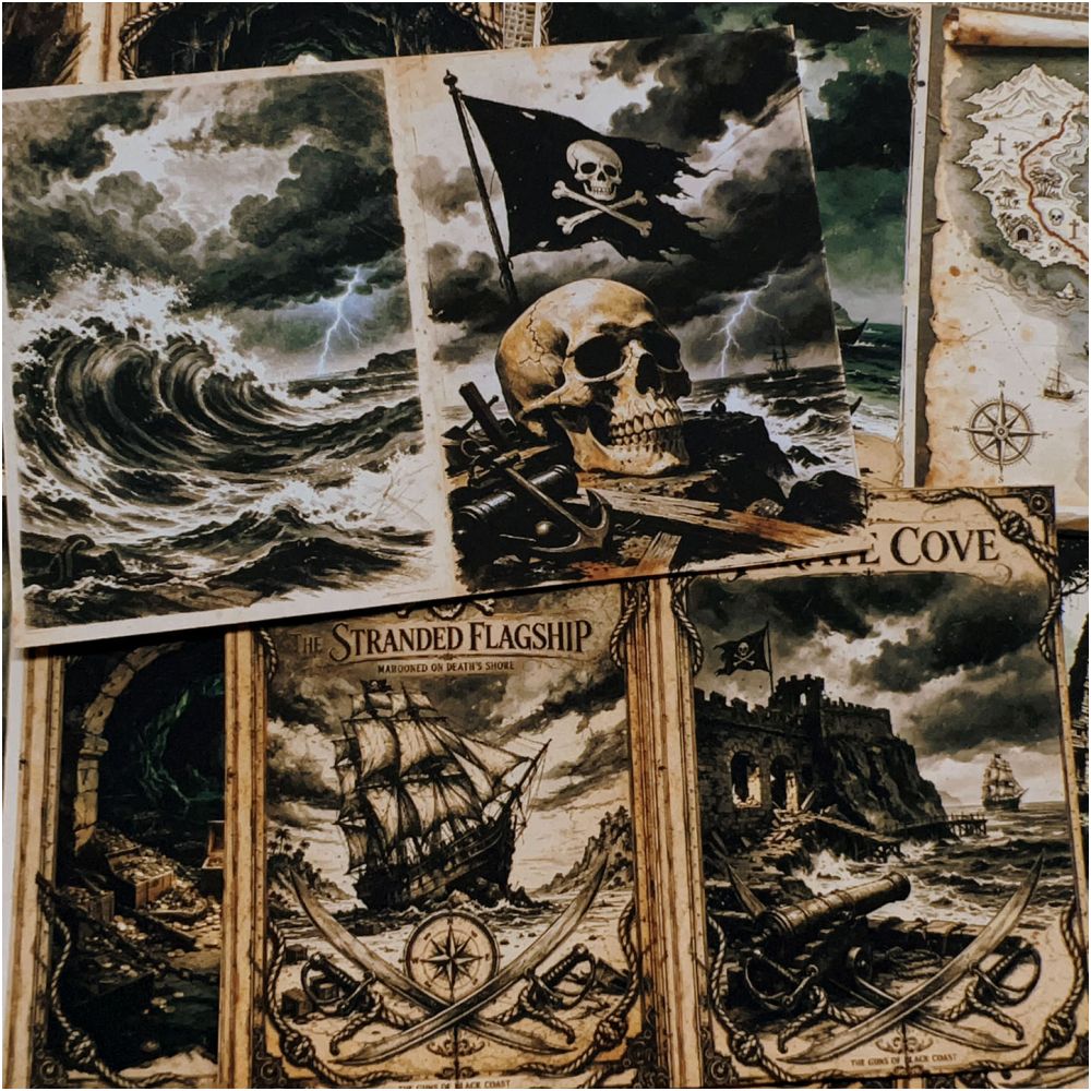 Vintage Pirate Dark Material Paper