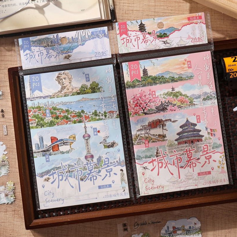 City Scenery Series PET Stickers Book 20psc 2 Designs image 3