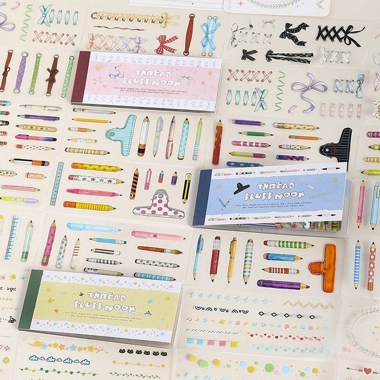 Thread Shop Series PET Sticker Book 12 Sheets 4 Designs image 1