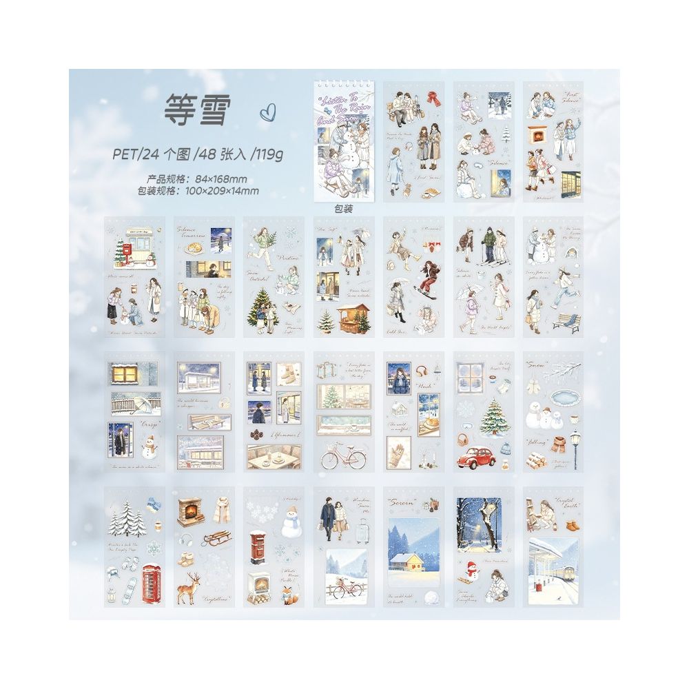 Listen to a Rain and Snow Series PET Stickers Book 48 sheets