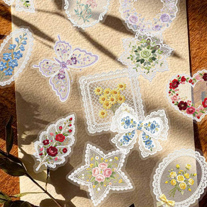 Floral Lace Series PET Stickers 20psc 6 variants image 0
