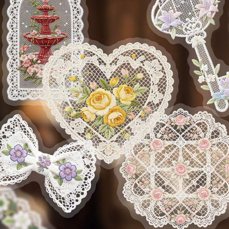 Floral Lace Series PET Stickers 20psc 6 variants image 1
