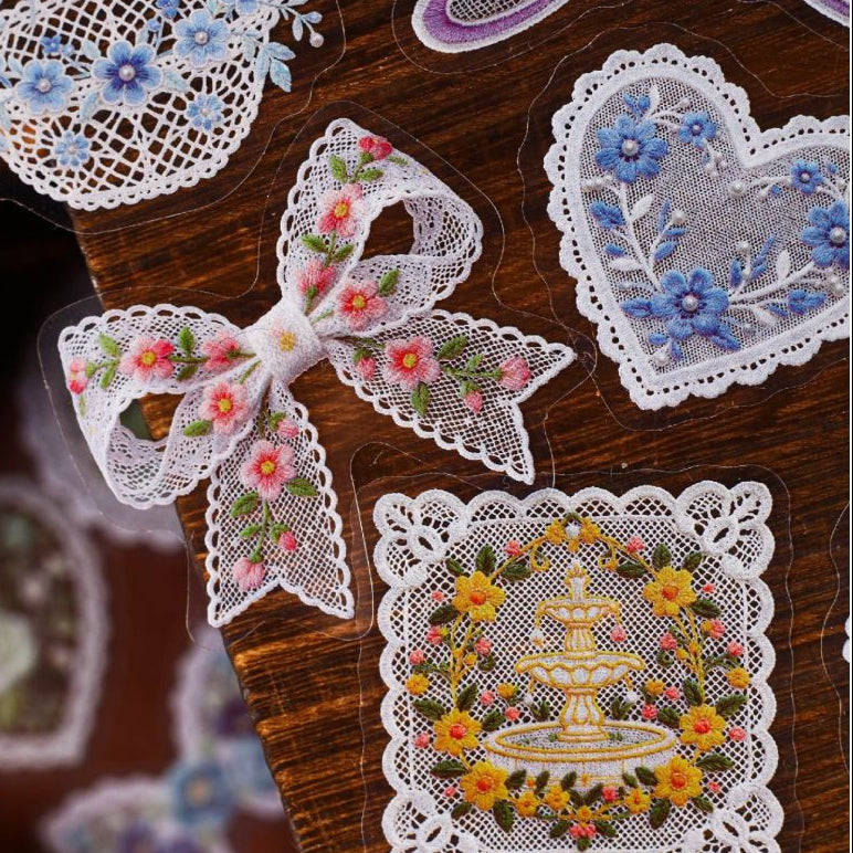 Floral Lace Series PET Stickers 20psc 6 variants image 2