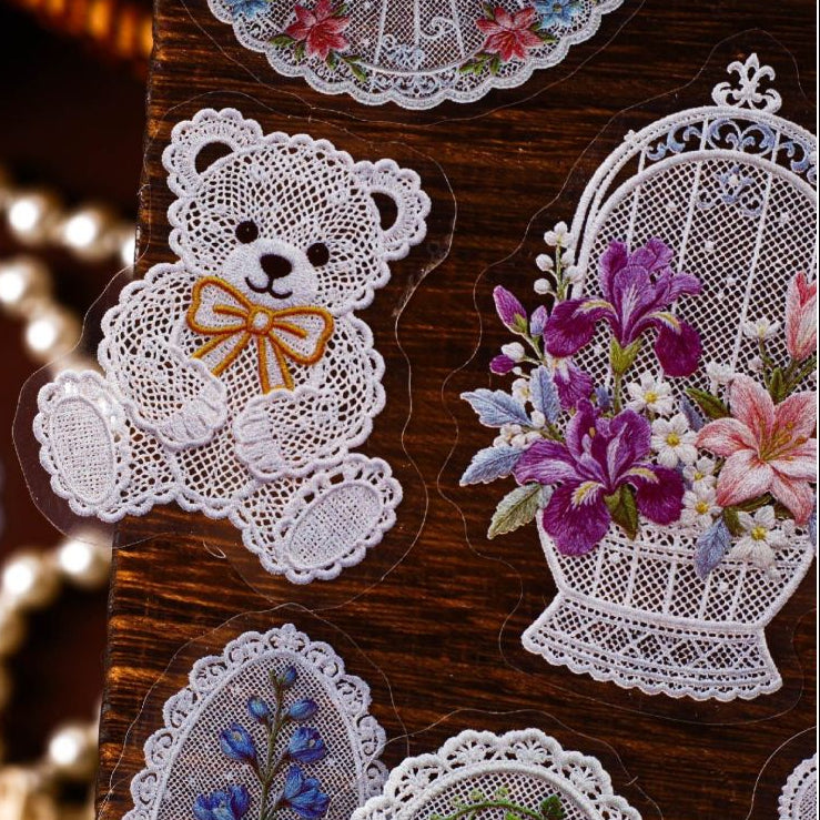 Floral Lace Series PET Stickers 20psc 6 variants image 3