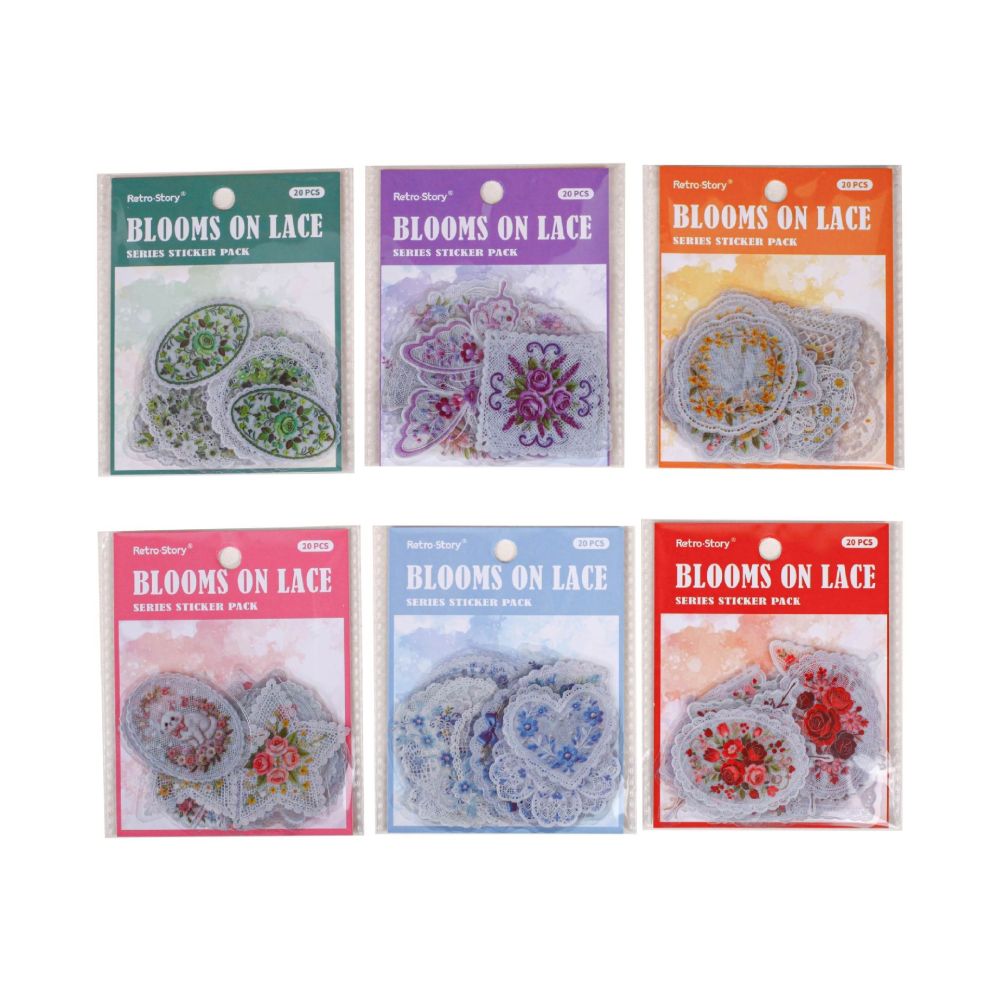 Floral Lace Series PET Stickers 20psc 6 variants image 4