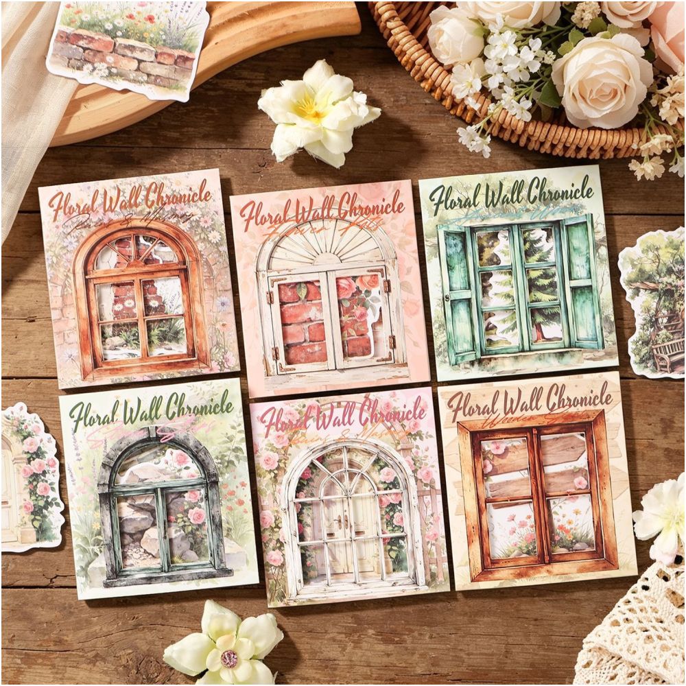 Flower Wall Series Paper Stickers 10psc 6 designs image 1