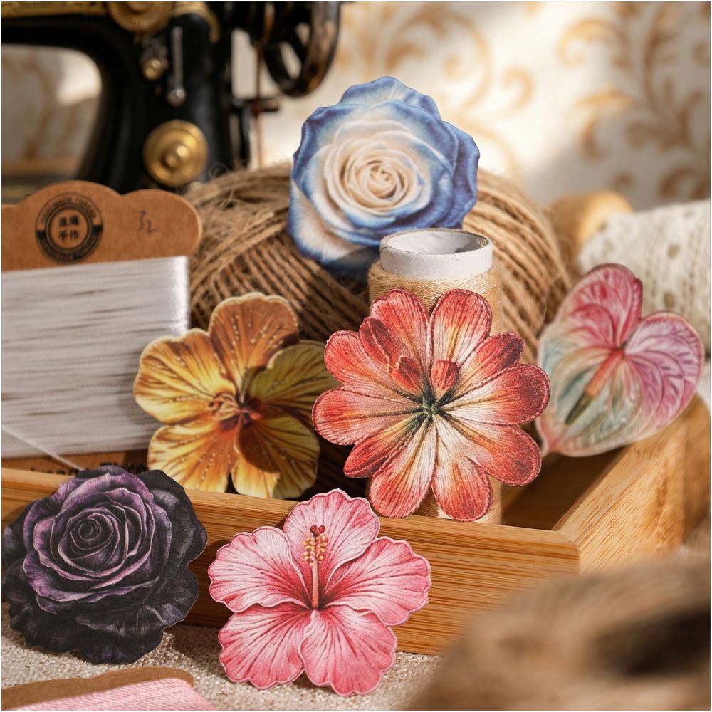 Floral Pattern Series Paper Stickers 40psc 6 Designs image 0