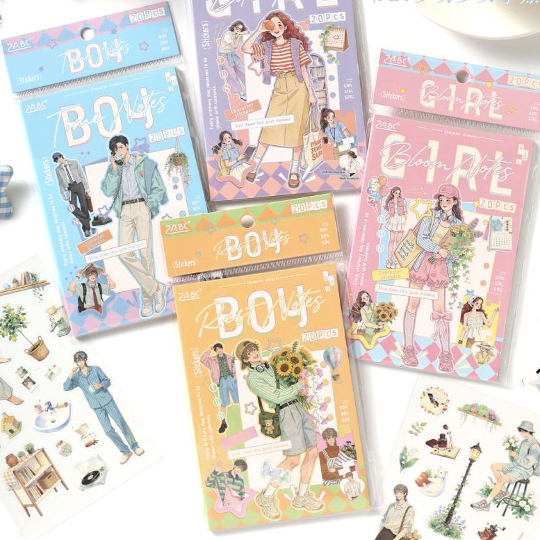 Youthful Daily Life Series PET Stickers Book 20 Sheets 4 variants image 0