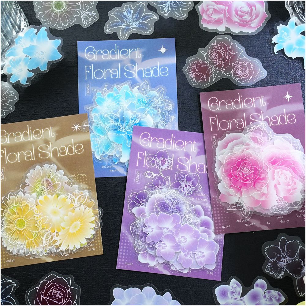 Flower Shadows Series PET Stickers 15psc 6 Designs image 0