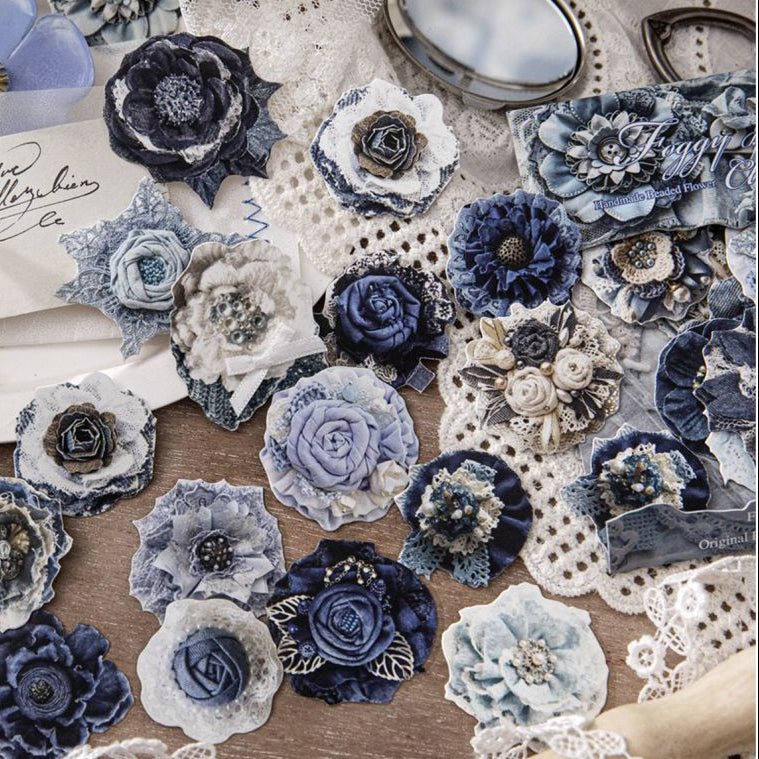 Vintage Beaded Flower Series Paper Stickers 50psc 6 designs image 0
